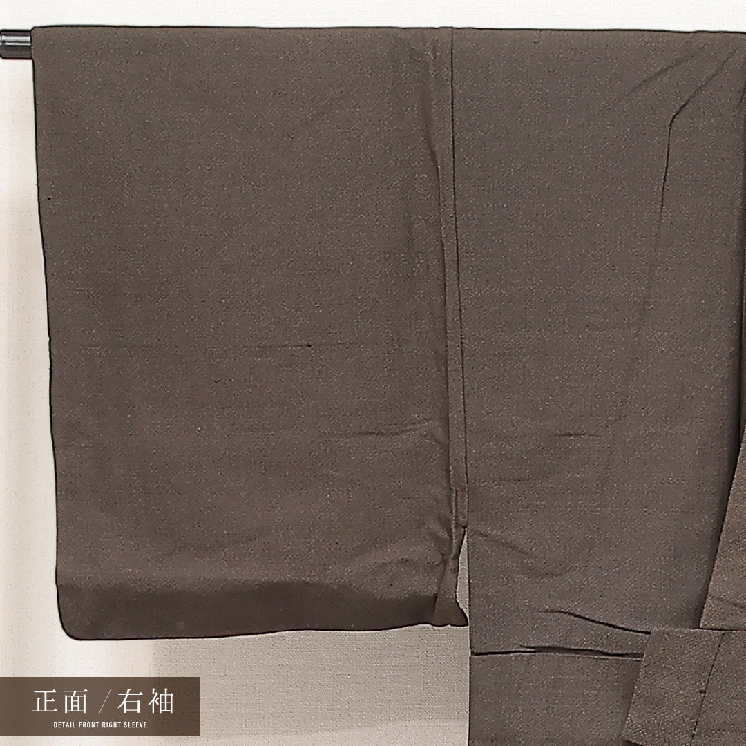 男着物 袷 身丈135cm 裄丈69cm 正絹 Aランク カジュアル 棒衿 Sサイズ 無地 茶系 RP 1224-17215