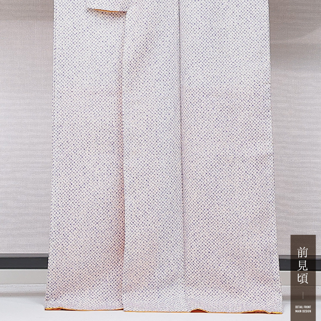 小振袖 袷 身丈167cm 裄丈67cm 正絹 Cランク セミフォーマル 広衿 XLサイズ 刺繍 桜 鹿の子柄 紫系 LP 1216-07033