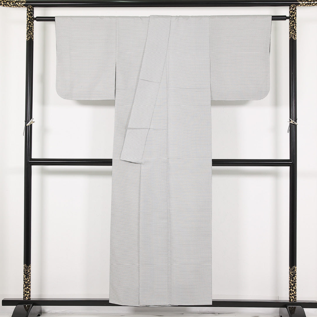 アンサンブル 洗える着物 小紋 身丈153cm 裄丈63cm ポリエステル Sランク インフォーマル 広衿 Mサイズ 亀甲 白系 RP 1221-17483