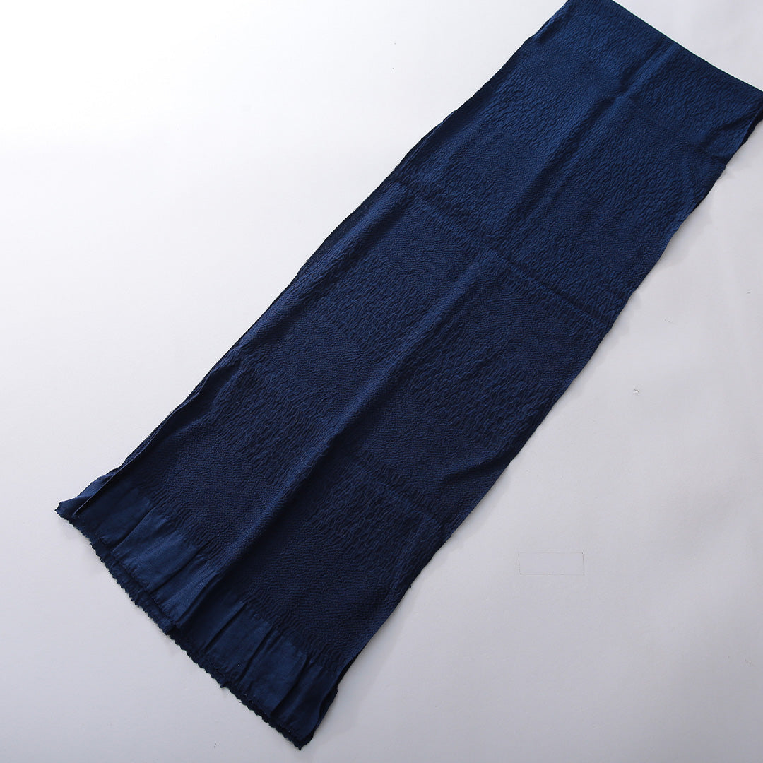 未使用品 帯締め・帯揚げセット 正絹 角組紐 冠組 ふくれ織 紺系 1254-01078