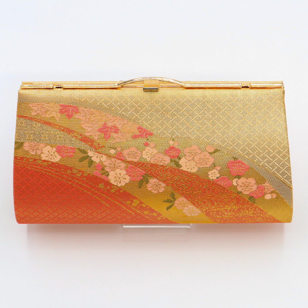 草履・バッグセット 礼装用 Sサイズ 22cm 高さ6cm 錦織 正絹 朱系 金系 1251-00470