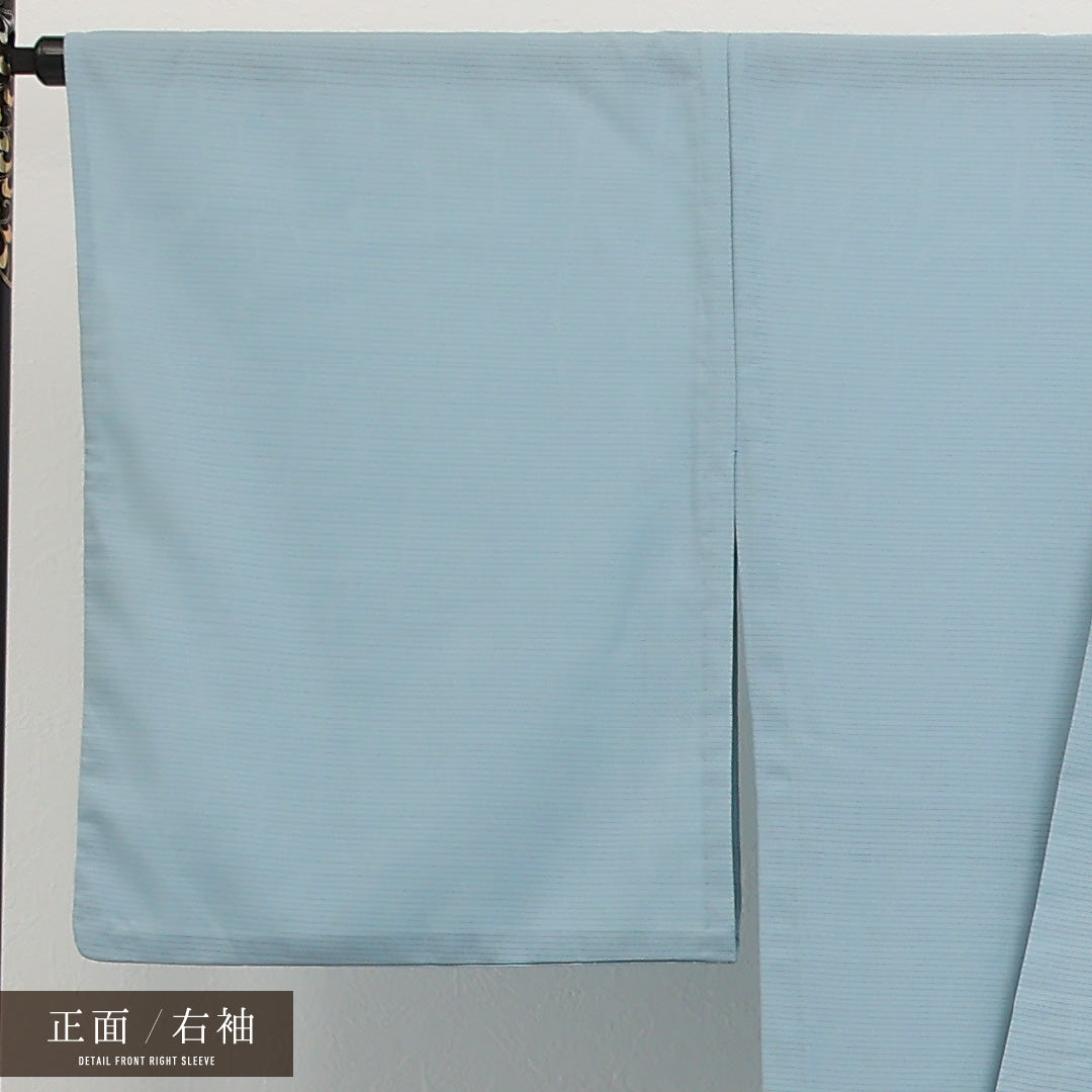 夏物 色無地 絽 身丈164cm 裄丈68cm 正絹 Aランク インフォーマル 広衿 Sサイズ 無地 水色系 RP 1219-17323