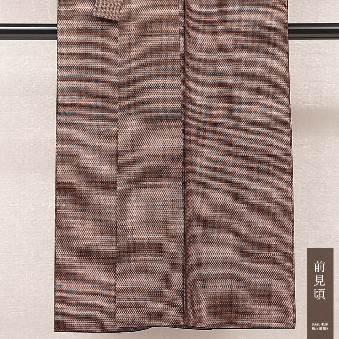 男着物 (大島紬) 袷 身丈147cm 裄丈66cm 正絹 Bランク インフォーマル 棒衿 Lサイズ 有馬 茶系 RP 1224-17188