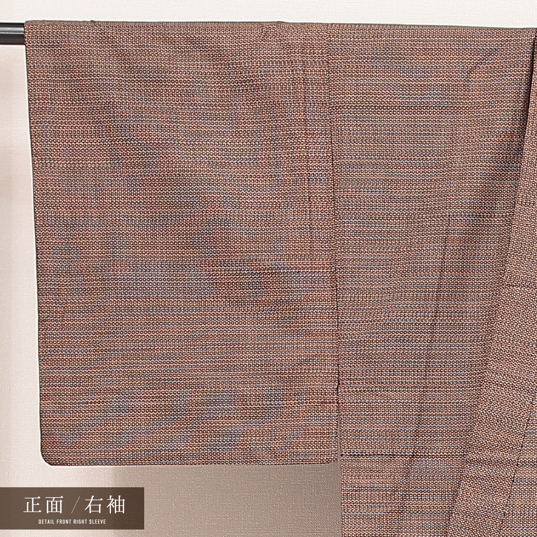 男着物 (大島紬) 袷 身丈147cm 裄丈66cm 正絹 Bランク インフォーマル 棒衿 Lサイズ 有馬 茶系 RP 1224-17188