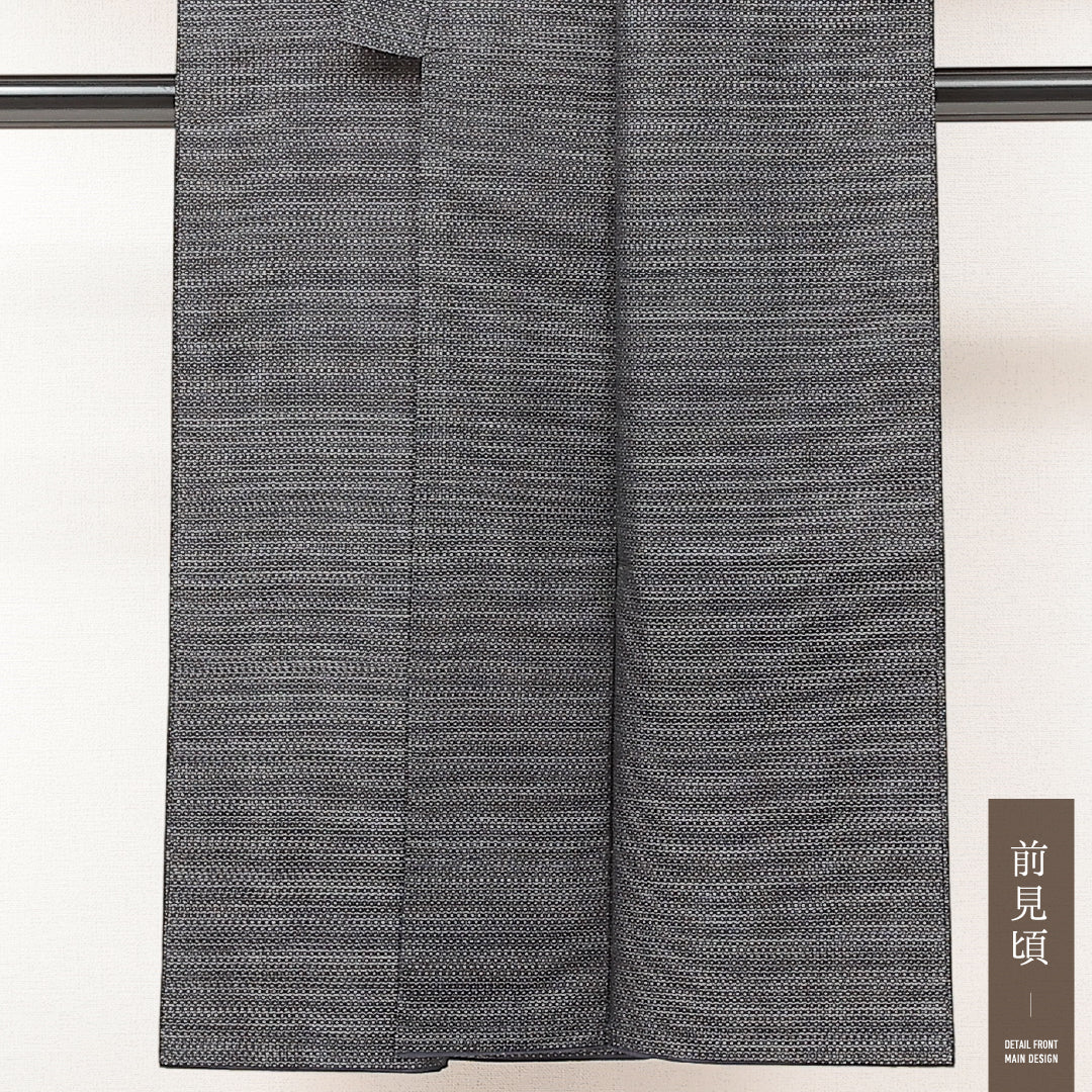 アンサンブル 男着物 袷 身丈142cm 裄丈34cm 正絹 Aランク カジュアル 棒衿 2XLサイズ 十字絣 グレー系 RP 1224-17237