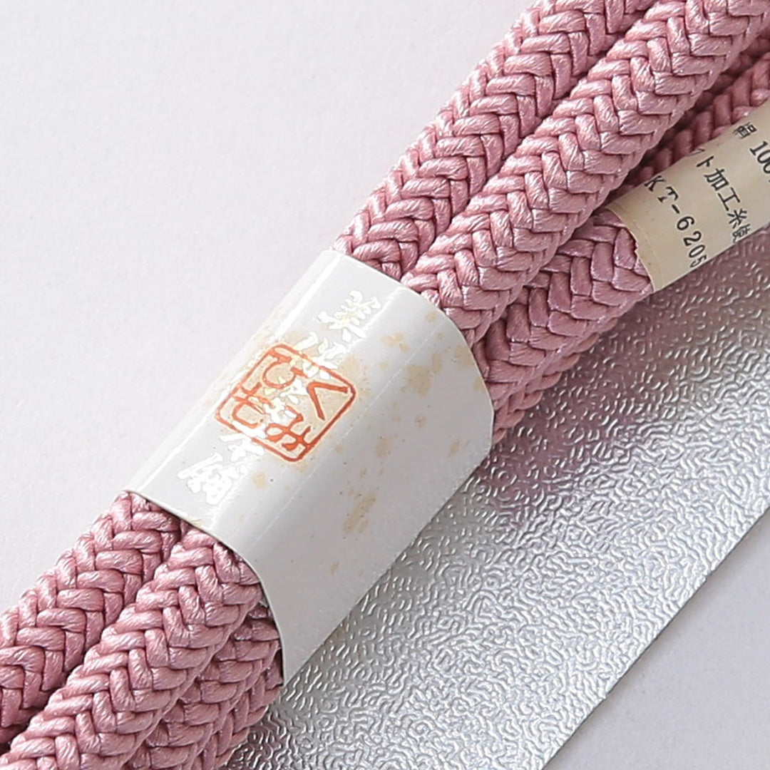 未使用品 帯締め・帯揚げセット 礼装用 正絹 丸組紐 丸唐組 ちりめん ピンク系 1254-01059