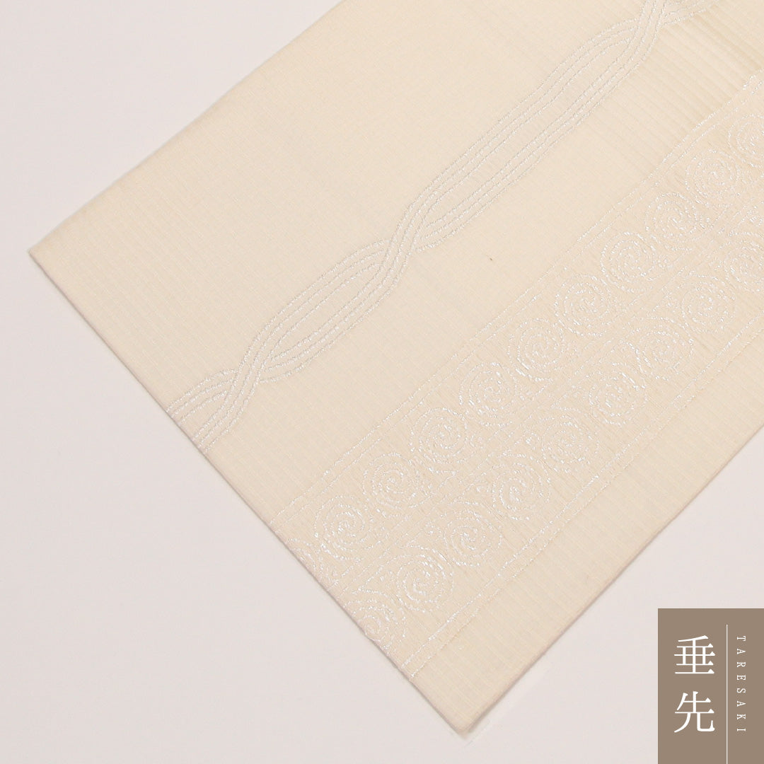 夏物 袋帯 帯丈436cm 正絹 六通 インフォーマル 創作柄 白系 1243-02431