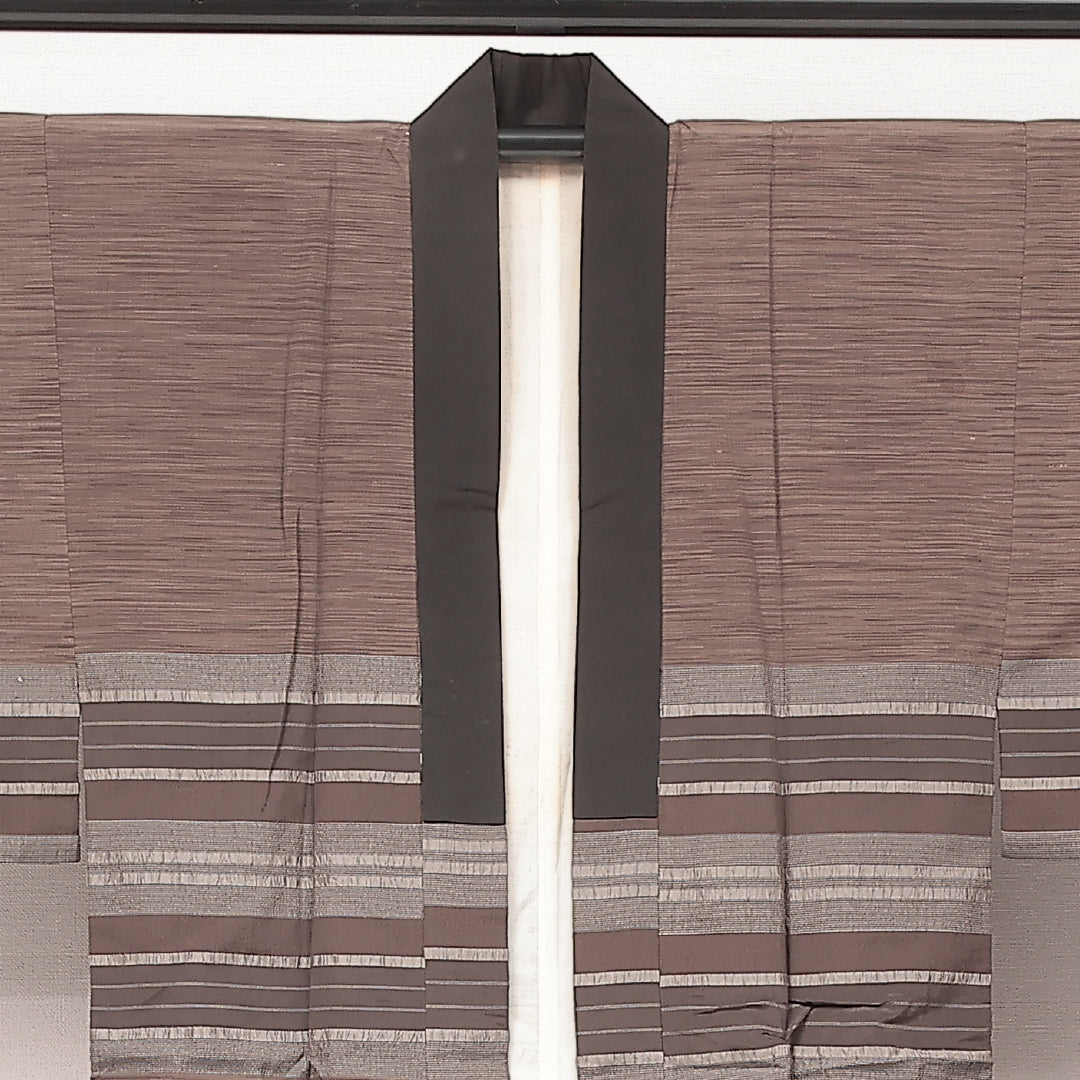 長襦袢 男性用 袷 身丈128cm 裄丈62cm 正絹 Aランク カジュアル XLサイズ 茶系 RP 1241-17230