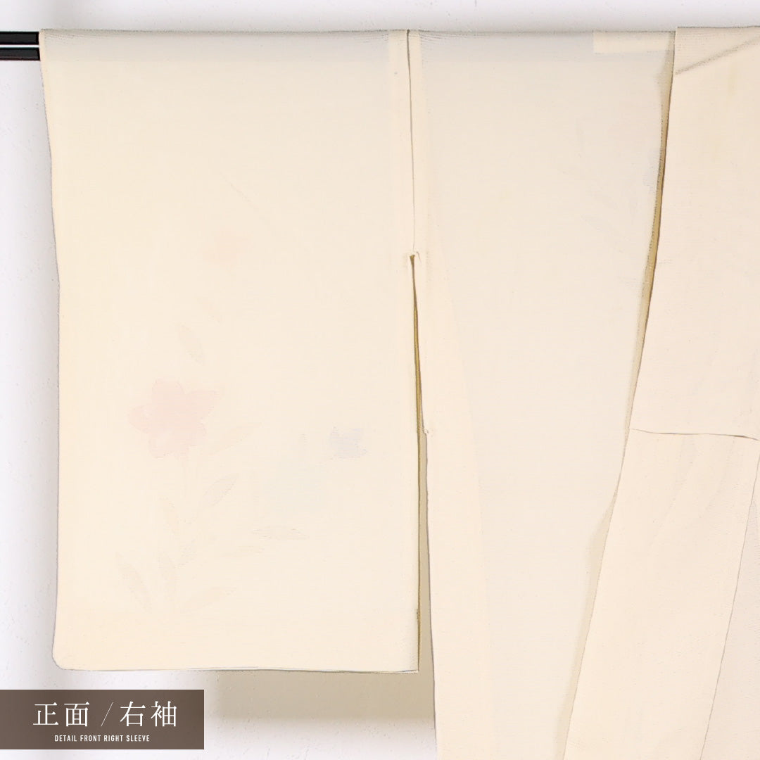 夏物 付下げ 絽 身丈166cm 裄丈64cm 正絹 Cランク インフォーマル 広衿 Sサイズ 桔梗 ベージュ系 RP 1218-17340