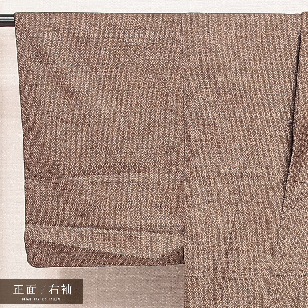 男着物 (大島紬) 袷 身丈137cm 裄丈64cm 正絹 Aランク インフォーマル 棒衿 Sサイズ 西郷 茶系 RP 1224-17187