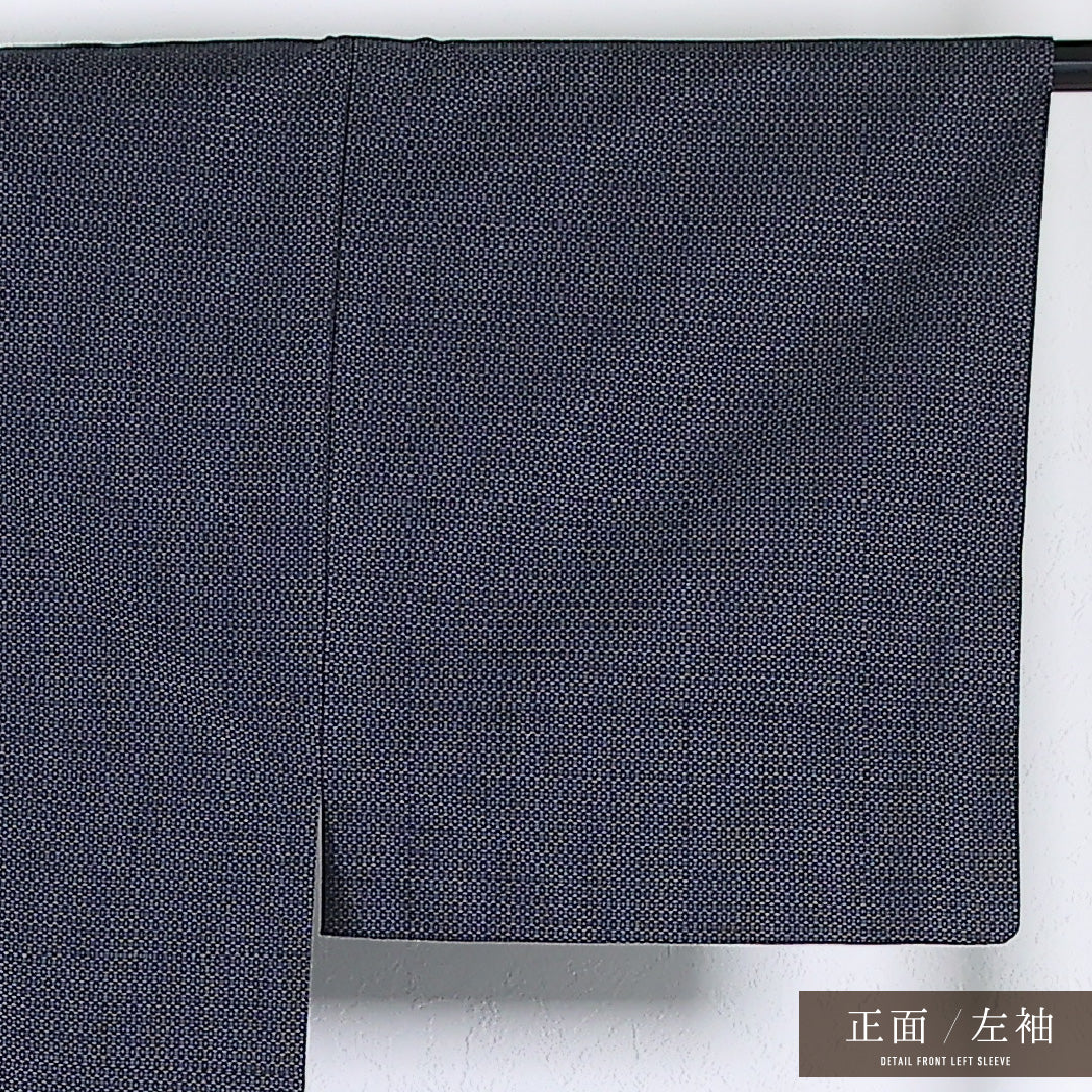 アンサンブル 男着物 (紬) 袷 身丈132cm 裄丈67cm 正絹 Bランク インフォーマル 棒衿 Lサイズ 抽象柄 紺系 RP 1224-17362
