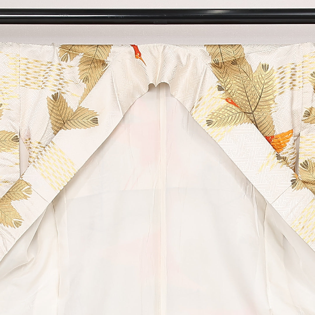 振袖 袷 身丈164cm 裄丈69cm 正絹 Aランク フォーマル 広衿 Lサイズ 松鶴 若松 白系 RP 1215-06782