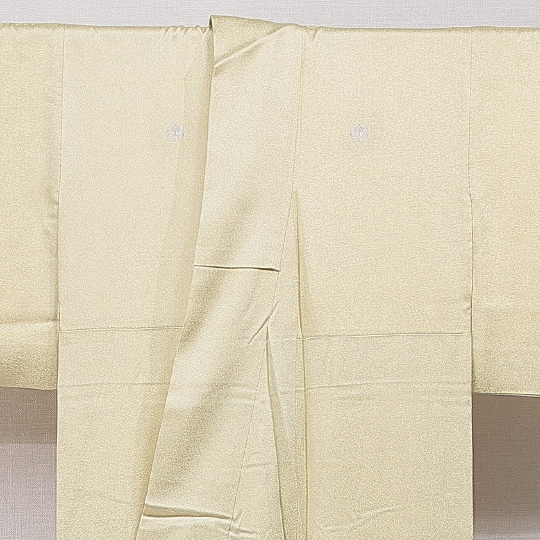 色留袖 袷 身丈154cm 裄丈62cm 正絹 Cランク 三つ紋 (対い鶴) フォーマル 広衿 Sサイズ 蘇州刺繍 相良刺繍 菊 黄系 LP 1214-07084