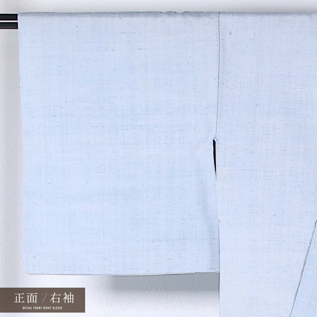 夏物 色無地 (紬) 夏紬 身丈155cm 裄丈63cm 正絹 Bランク インフォーマル バチ衿 Mサイズ 無地 水色系 RP 1219-17351