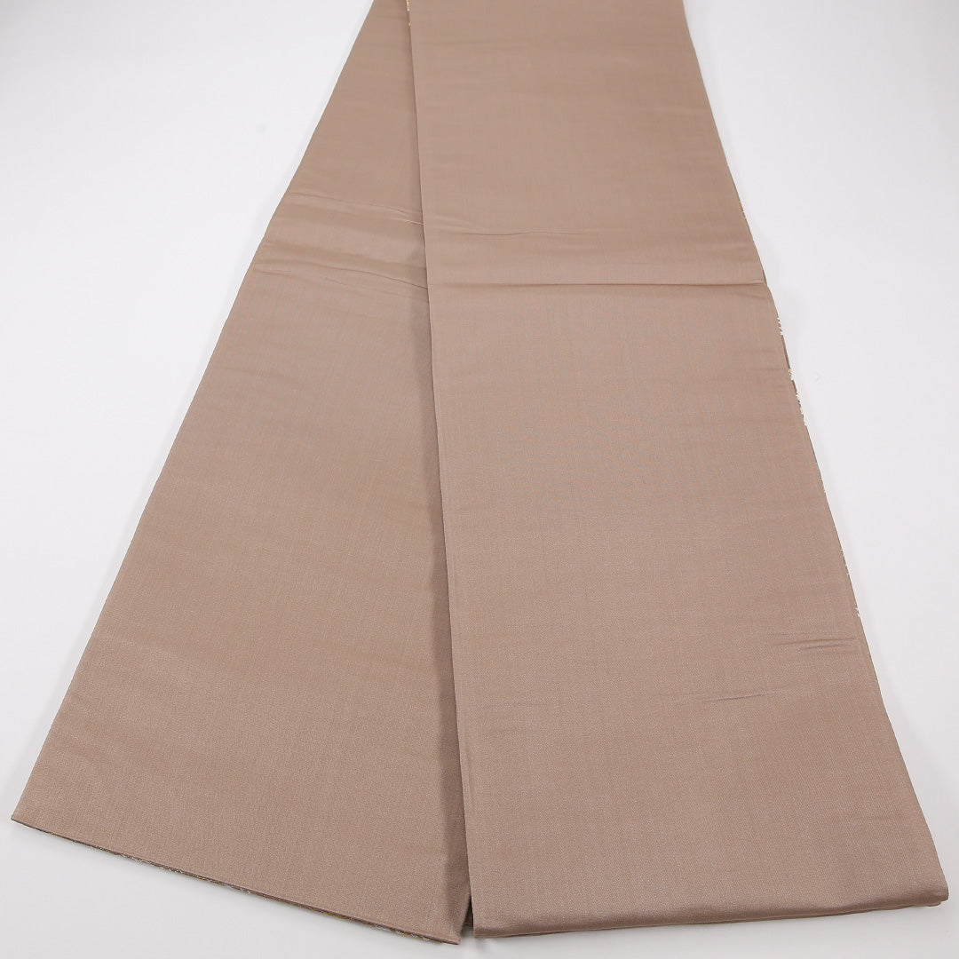 流水 袋帯 帯丈424cm 正絹 六通 フォーマル 松 ガード加工 ベージュ系 茶系 1243-02574