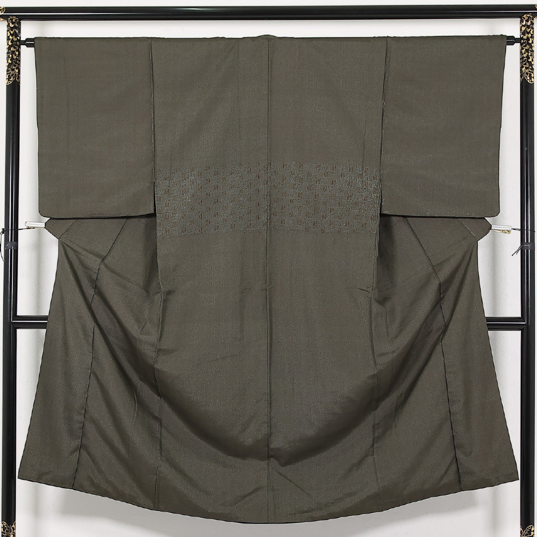 男着物 袷 身丈135cm 裄丈64cm 正絹 Cランク カジュアル 棒衿 XLサイズ 茶系 RP 1224-17462