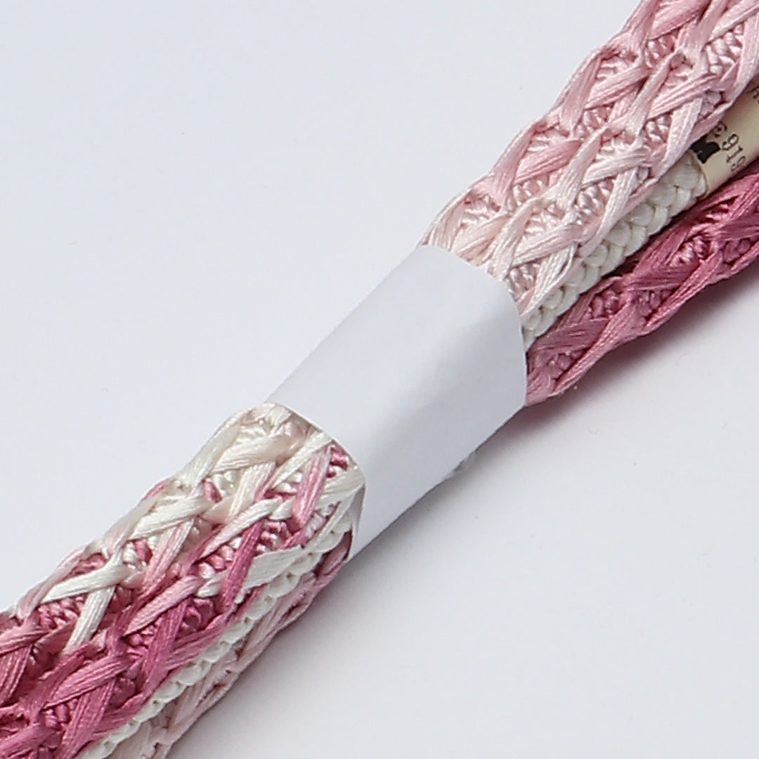 未使用品 振袖用 帯締め 丸組紐 丸唐組 正絹 多色系 ピンク系 1251-02046