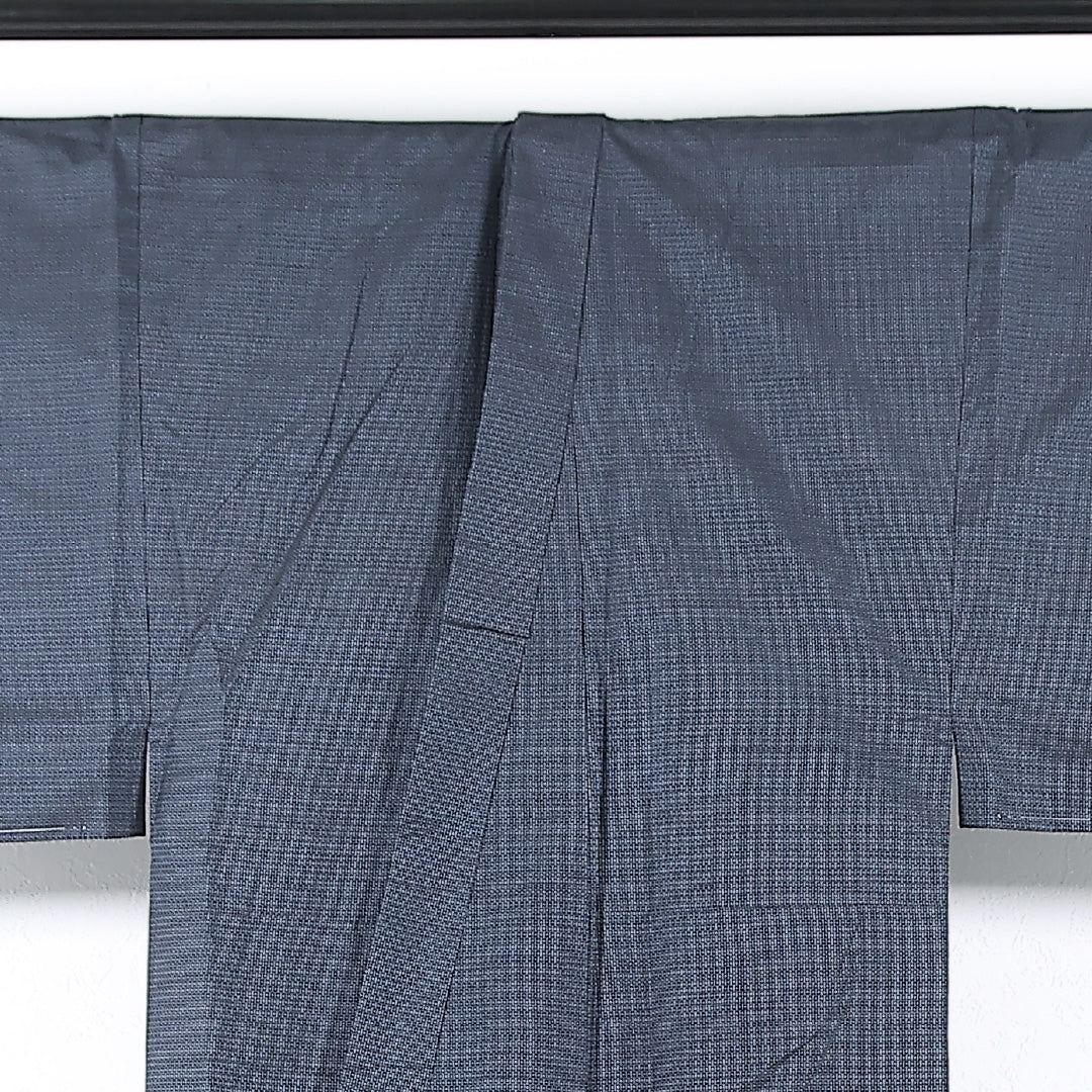 アンサンブル 男着物 (紬) 袷 身丈140cm 裄丈67cm 正絹 Sランク インフォーマル 棒衿 XSサイズ 亀甲 紺系 RP 1224-17369