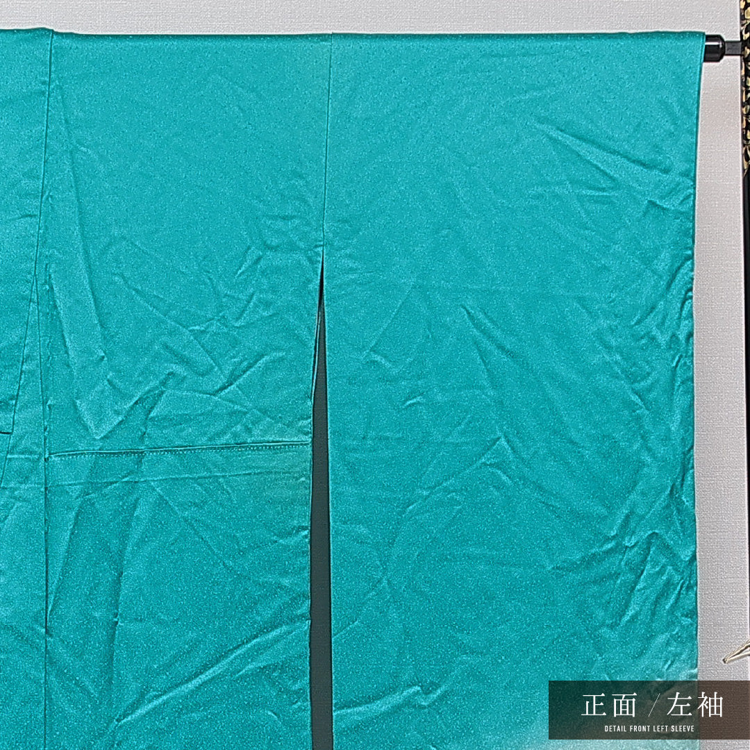 振袖 袷 身丈167cm 裄丈66cm 正絹 Aランク フォーマル 広衿 XLサイズ 御所車 梅 青系 RP 1215-06987