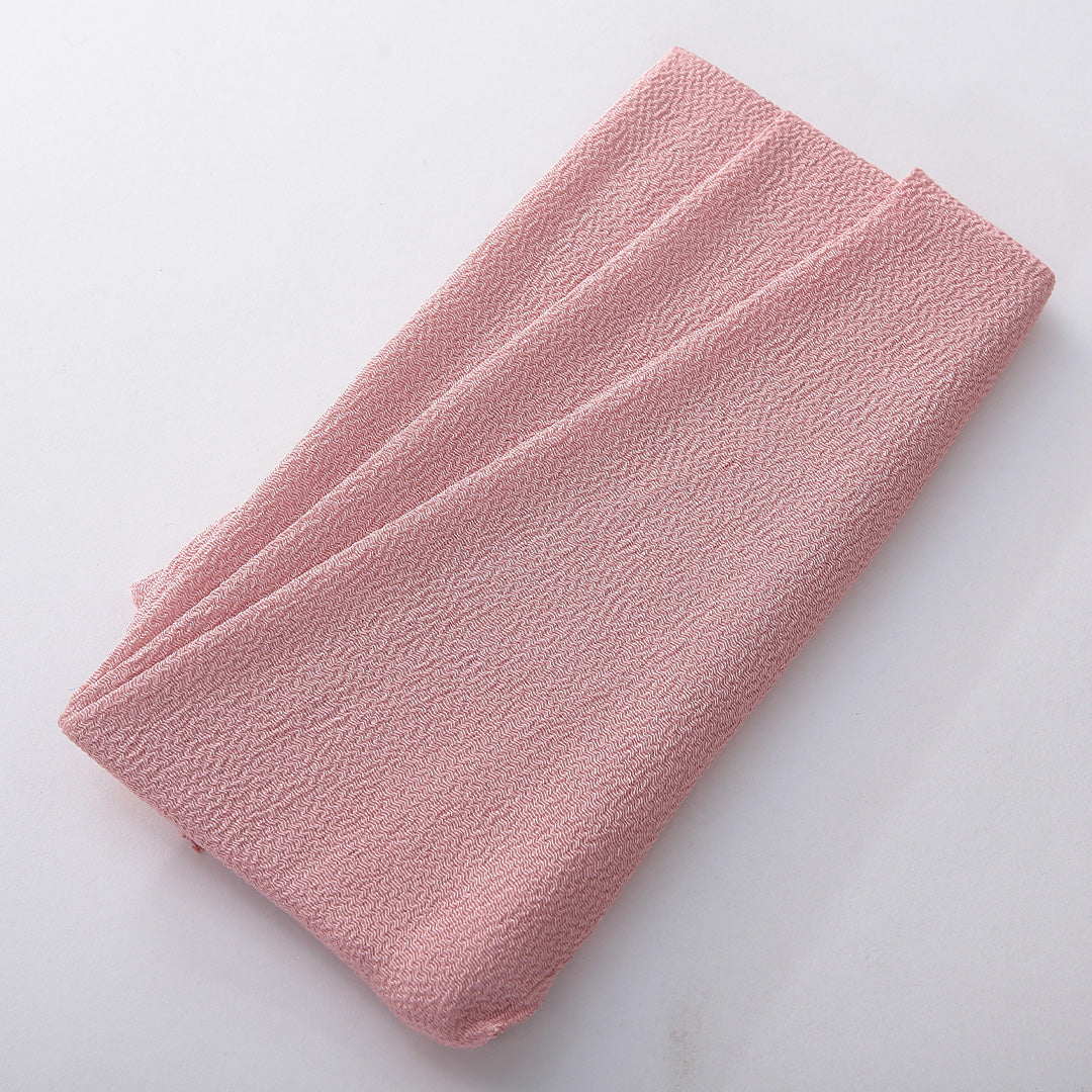未使用品 帯締め・帯揚げセット 礼装用 正絹 丸組紐 丸唐組 ちりめん ピンク系 1254-01059