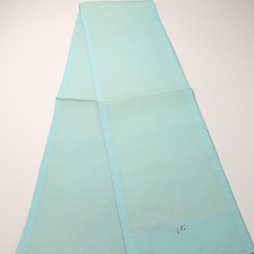 夏物 袋帯 帯丈404cm 正絹 六通 セミフォーマル 光悦垣 水色系 1243-02456