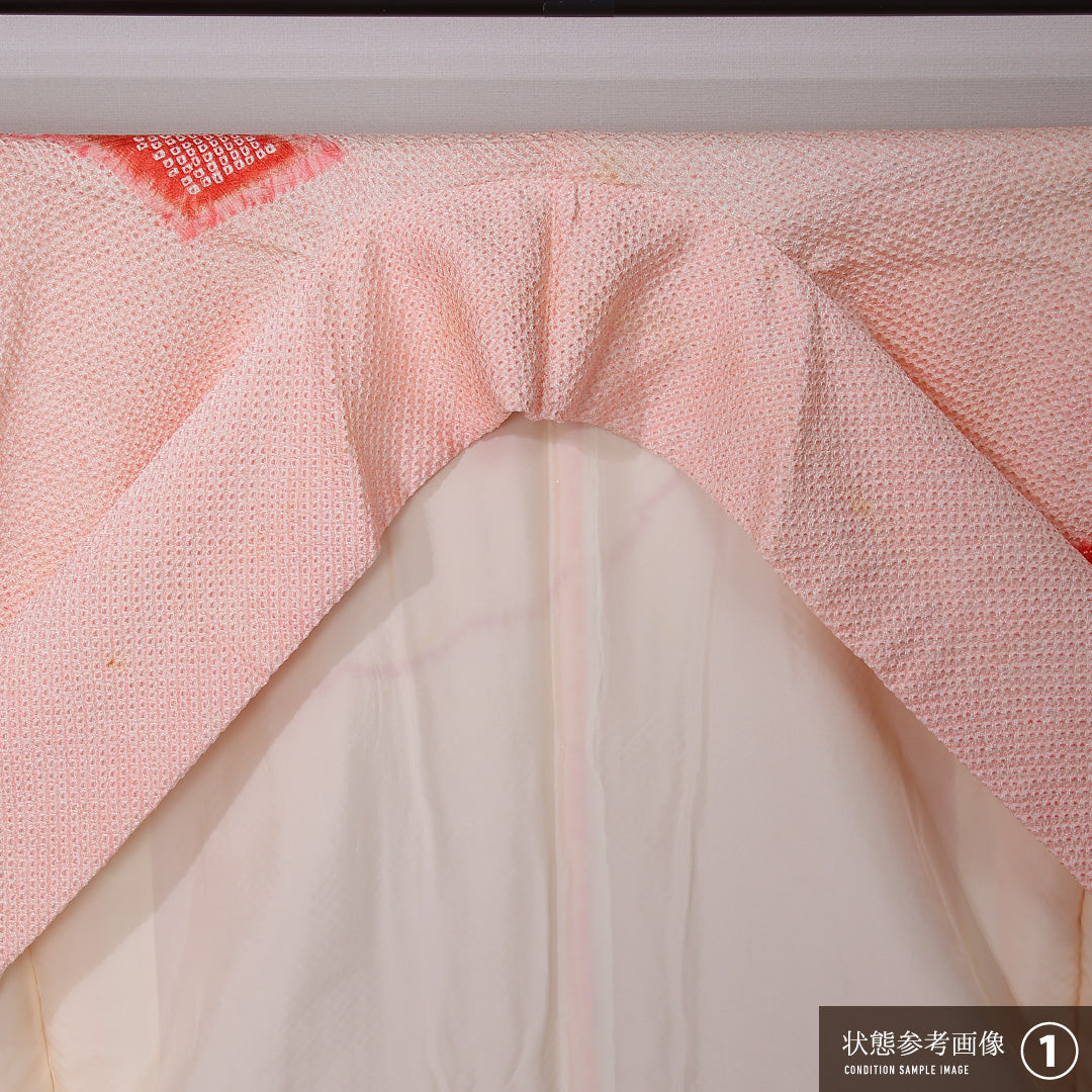 振袖 袷 身丈163cm 裄丈63cm 正絹 Bランク フォーマル 広衿 Lサイズ 花柄 ピンク系 RP 1215-06767