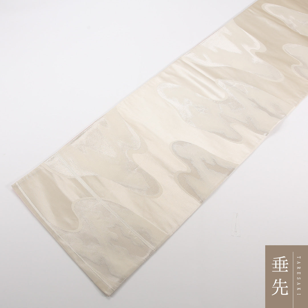 袋帯 帯丈424cm 正絹 全通 インフォーマル 流水 白系 1243-02532