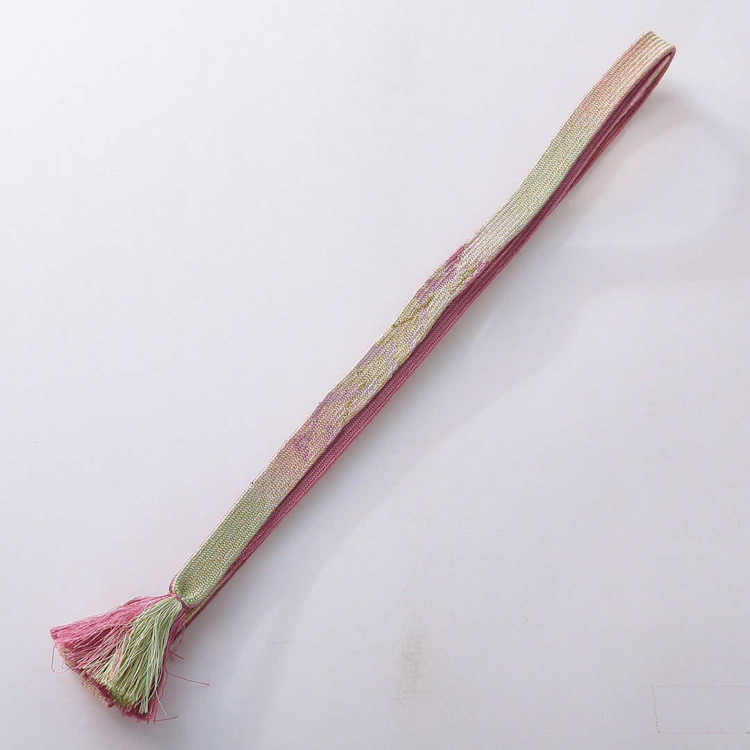 帯締め・帯揚げセット 礼装用 正絹 平組紐 高麗組 綸子 ピンク系 1254-01057