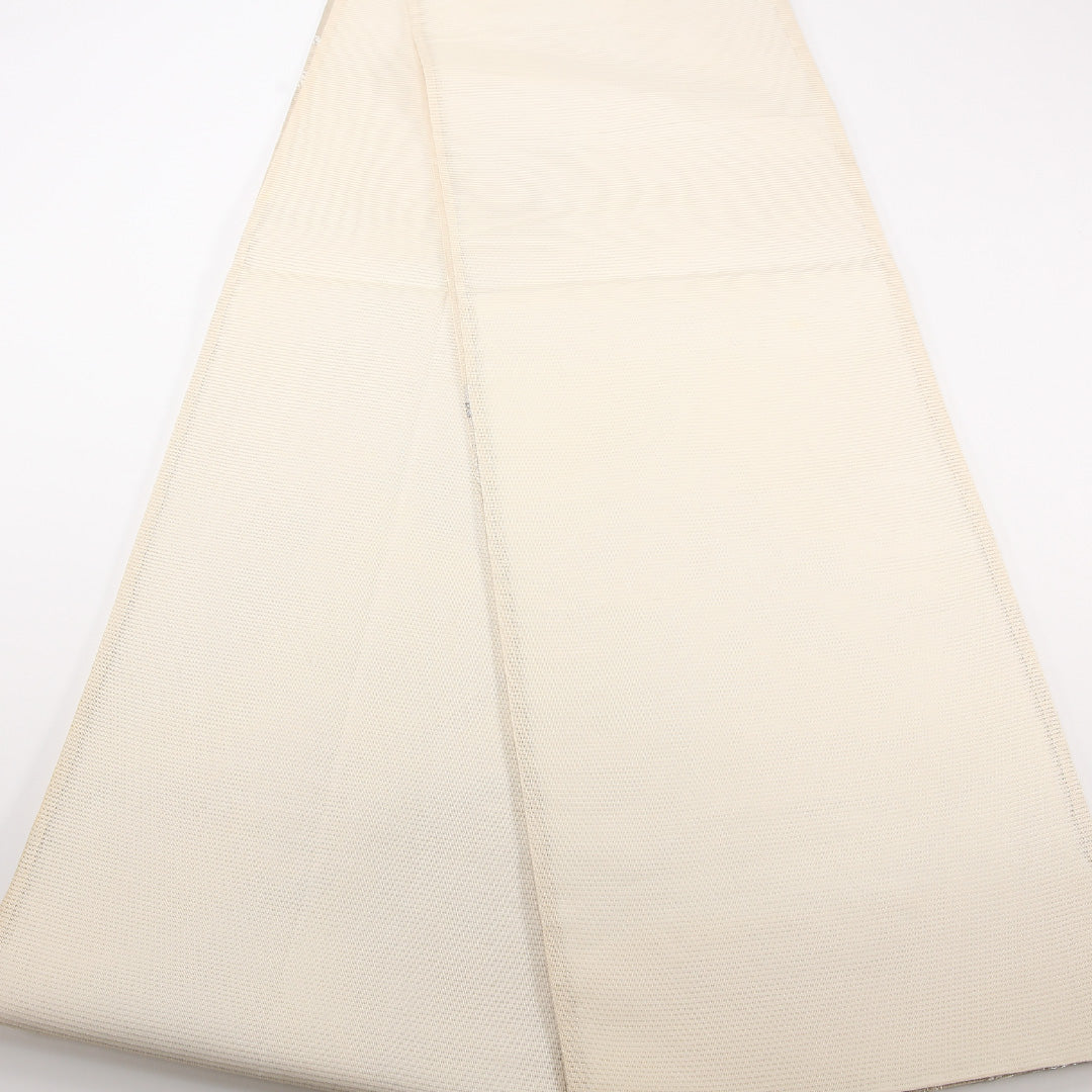 夏物 袋帯 帯丈424cm 正絹 六通 セミフォーマル 組紐 クリーム系 1243-02477