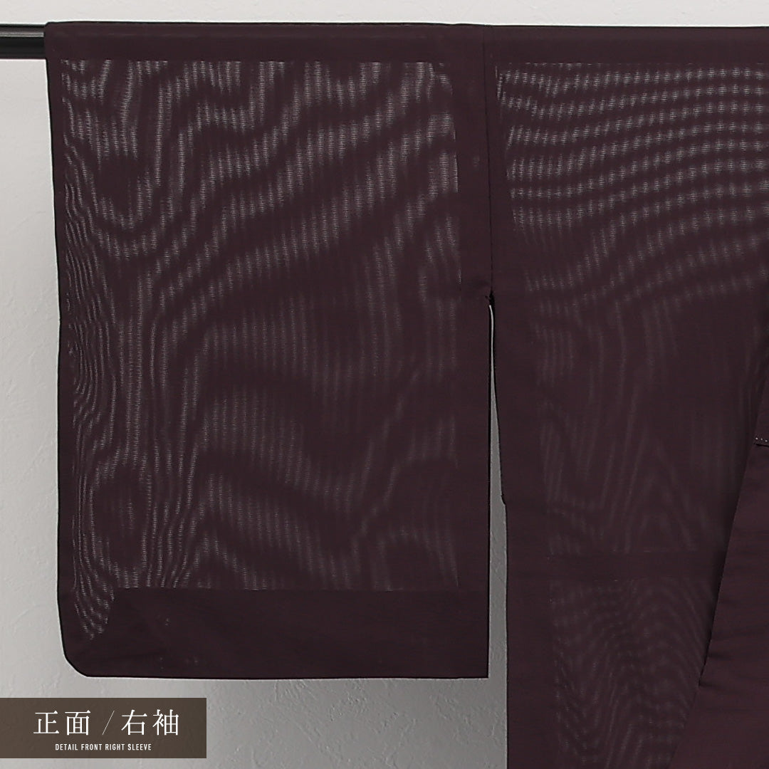 夏物 色無地 絽 身丈158cm 裄丈64cm 正絹 Sランク インフォーマル 広衿 Mサイズ 無地 紫系 RP 1219-17319