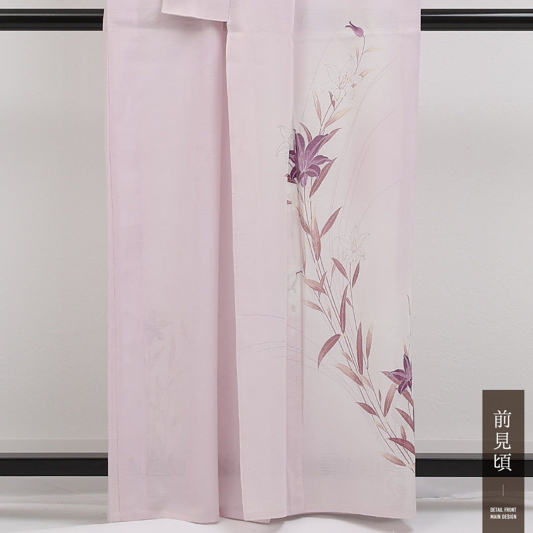 夏物 付下げ 絽 身丈160cm 裄丈64cm 正絹 Cランク インフォーマル 広衿 Lサイズ 金彩 花柄 ピンク系 RP 1218-17315