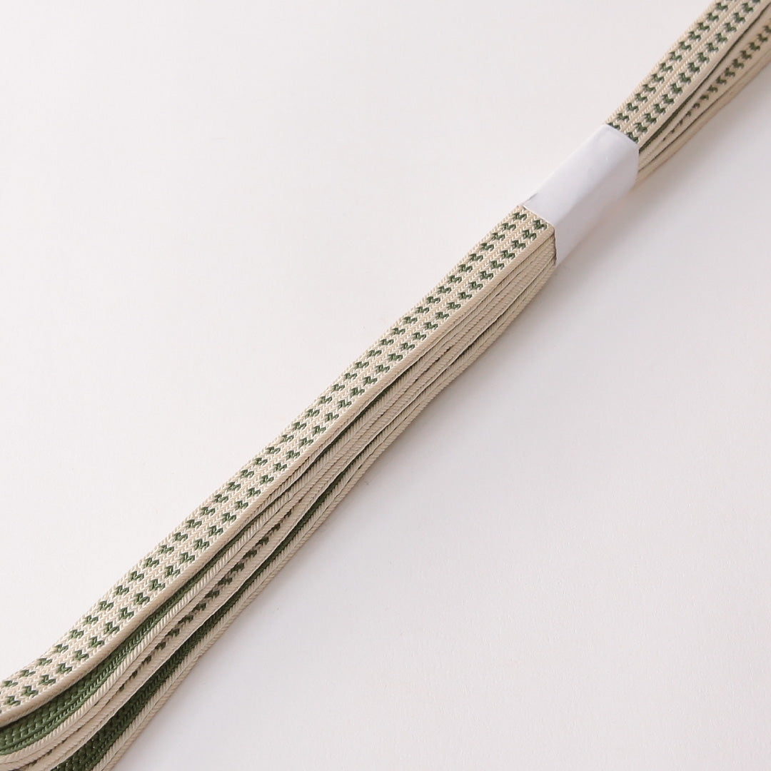 未使用品 帯締め 平組紐 内記組 正絹 緑系 白系 1251-01852