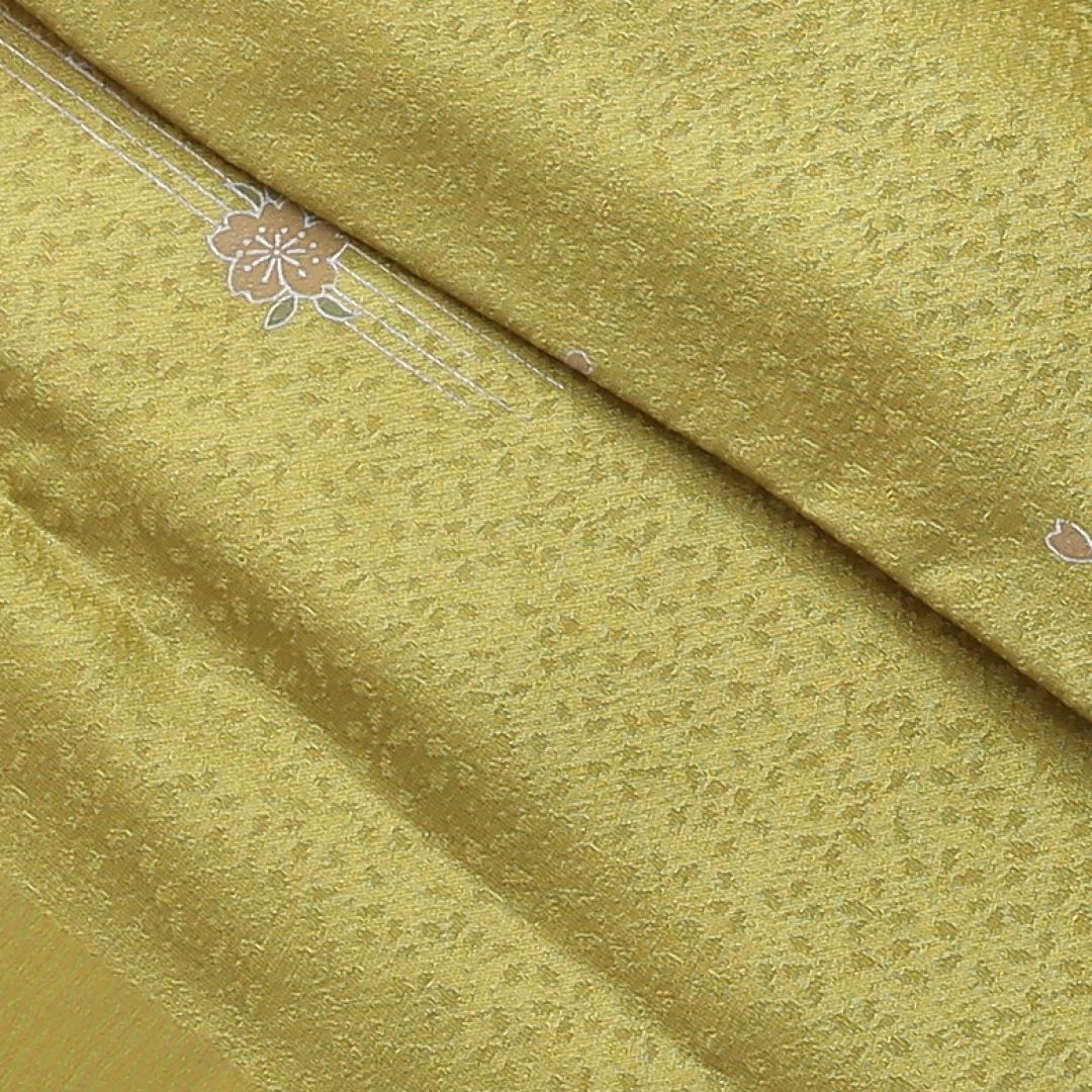 未使用品 帯揚げ 正絹 綸子 黄系 1252-00700