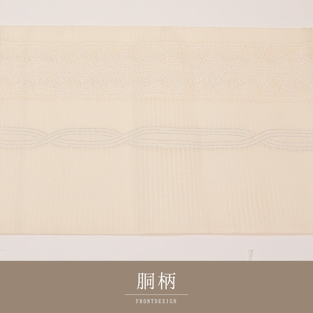 夏物 袋帯 帯丈436cm 正絹 六通 インフォーマル 創作柄 白系 1243-02431