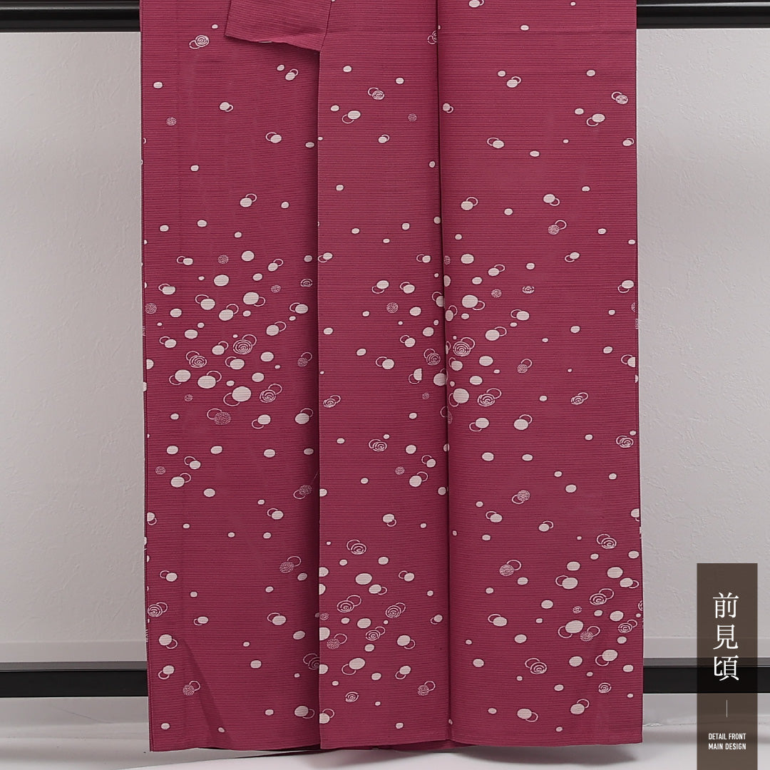 夏物 付下げ 絽 身丈158cm 裄丈65cm 正絹 Aランク インフォーマル 広衿 Mサイズ 水玉 紫系 RP 1218-17310