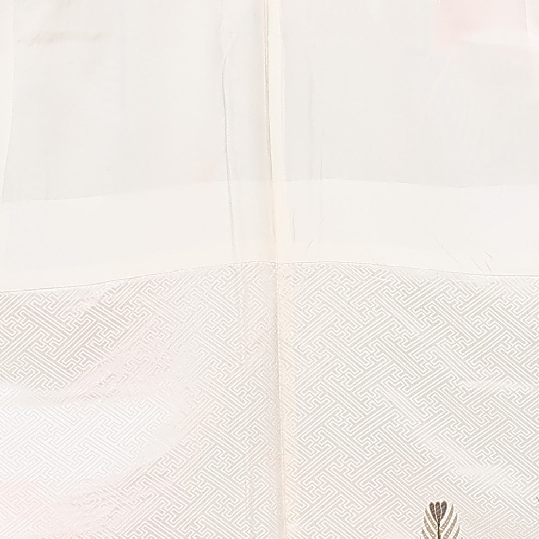 振袖 袷 身丈164cm 裄丈69cm 正絹 Aランク フォーマル 広衿 Lサイズ 松鶴 若松 白系 RP 1215-06782