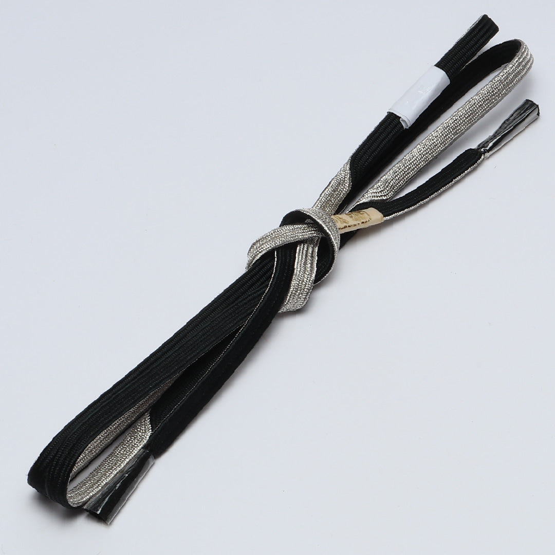 未使用品 礼装用 帯締め 三分紐 正絹 黒系 銀系 1251-02139