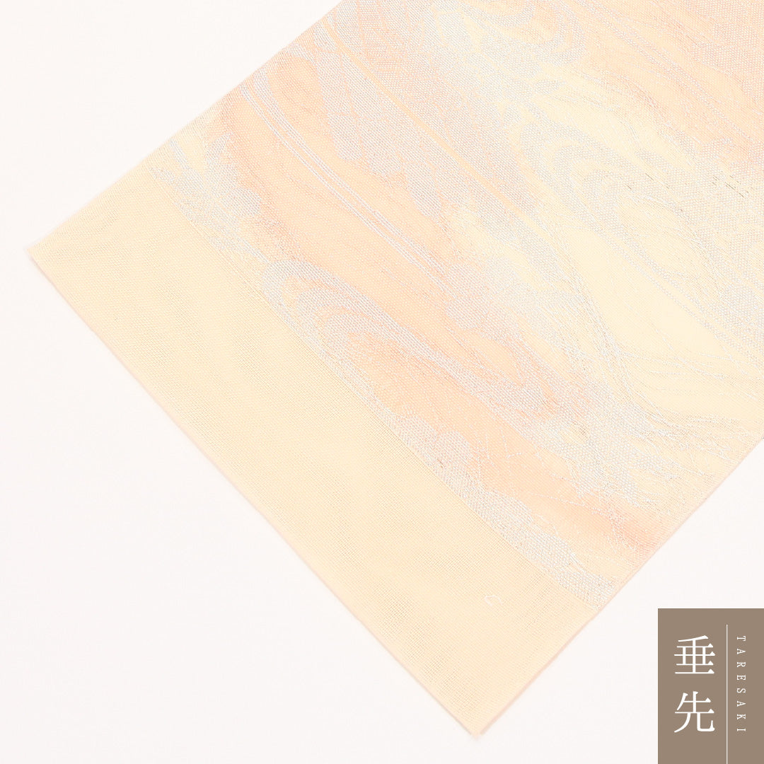 夏物 袋帯 帯丈448cm 正絹 六通 インフォーマル 雲 ピンク系 1243-02427
