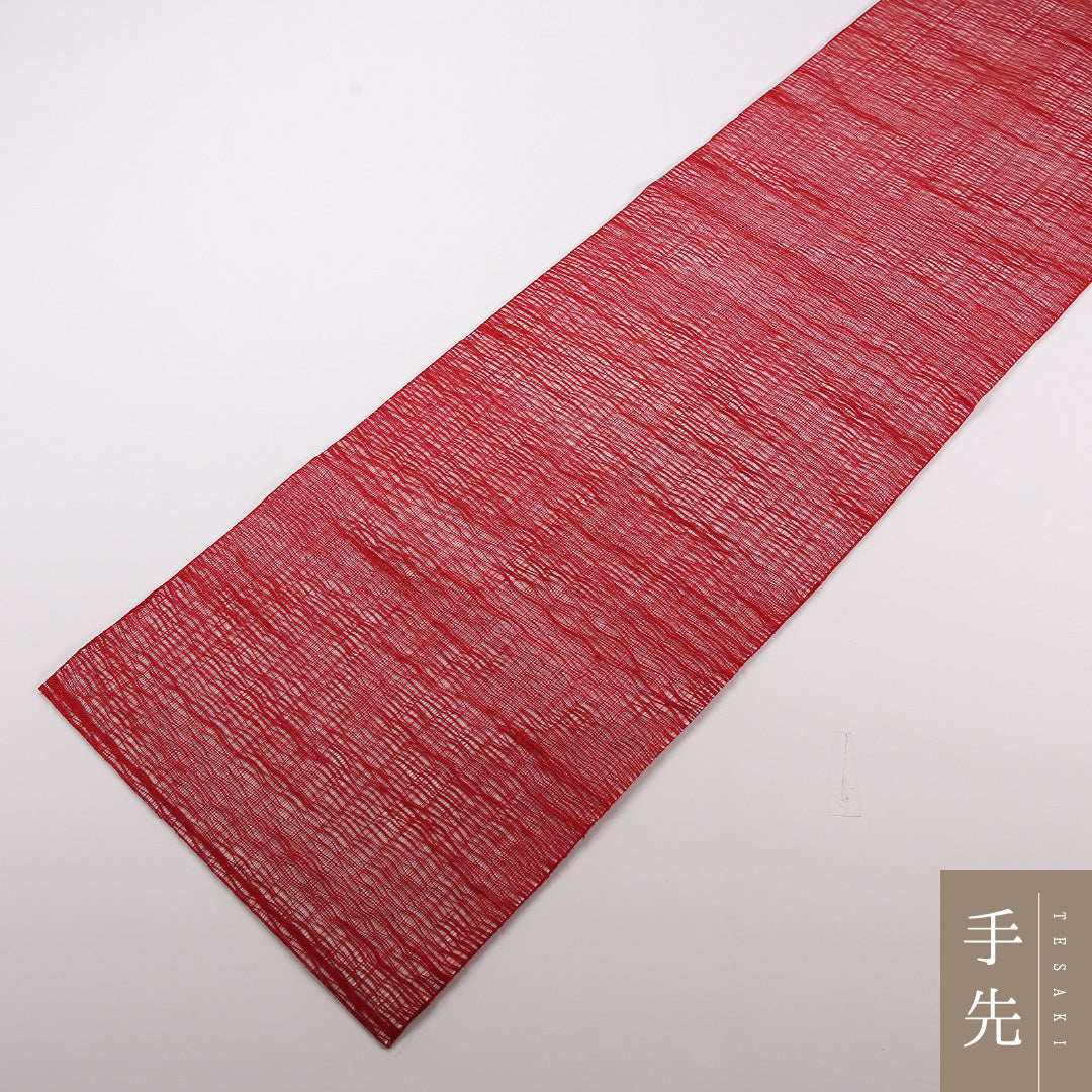 夏物 袋帯 帯丈444cm 正絹 ポイント柄 カジュアル もじり織 すずらん 赤系 1243-02496