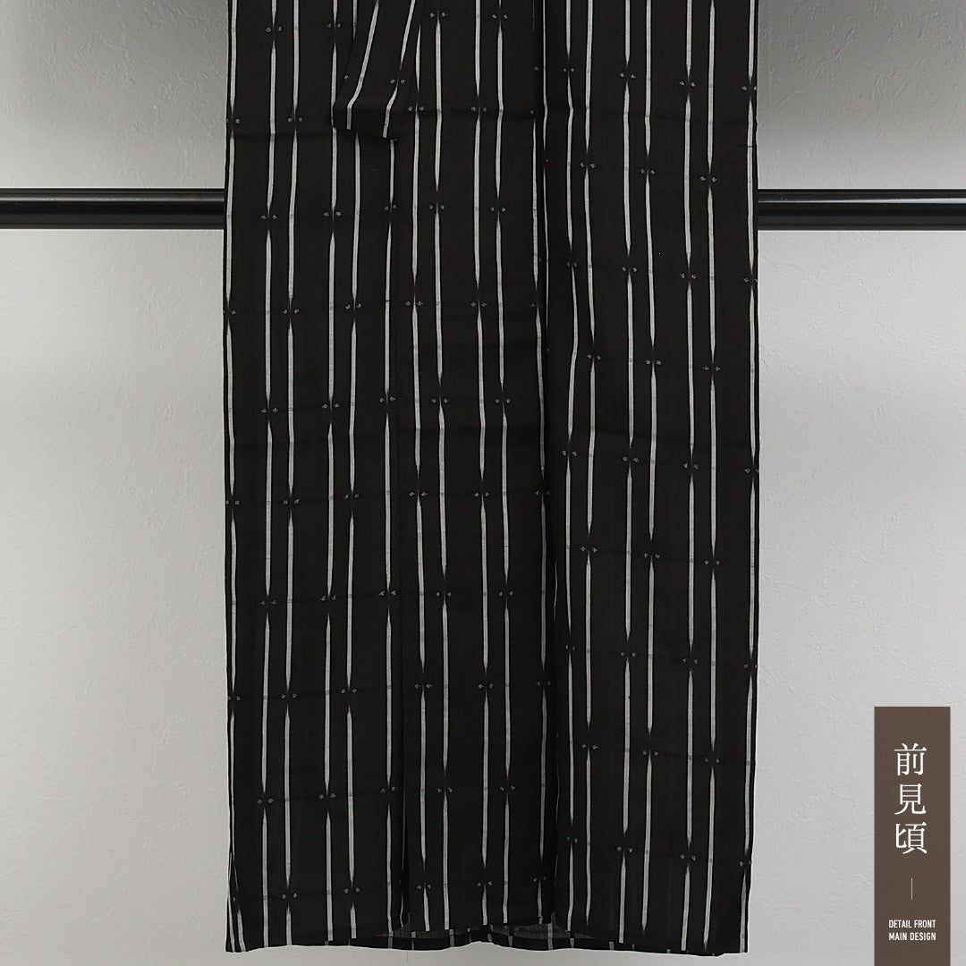 お召 単衣 身丈144cm 裄丈62cm 正絹 Cランク インフォーマル バチ衿 XSサイズ 抽象柄 黒系 RP 1222-17336