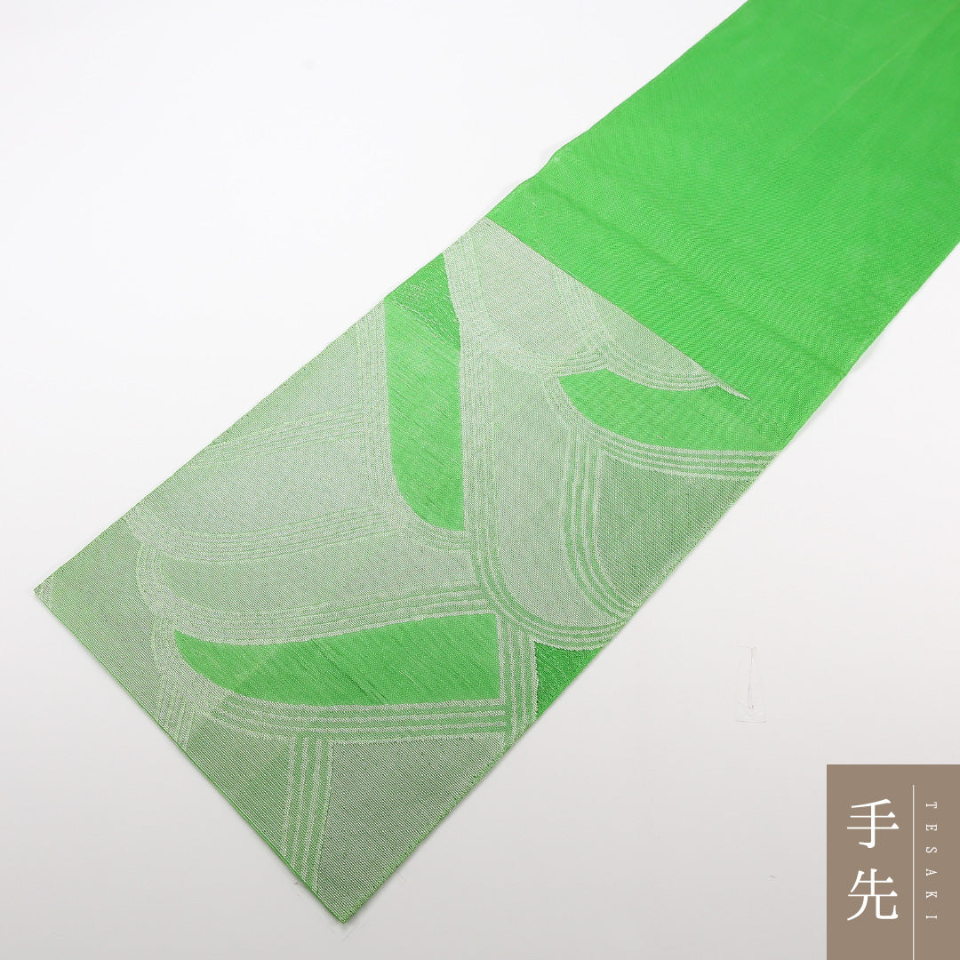 夏物 袋帯 帯丈428cm 正絹 六通 インフォーマル 遠山 緑系 1243-02476