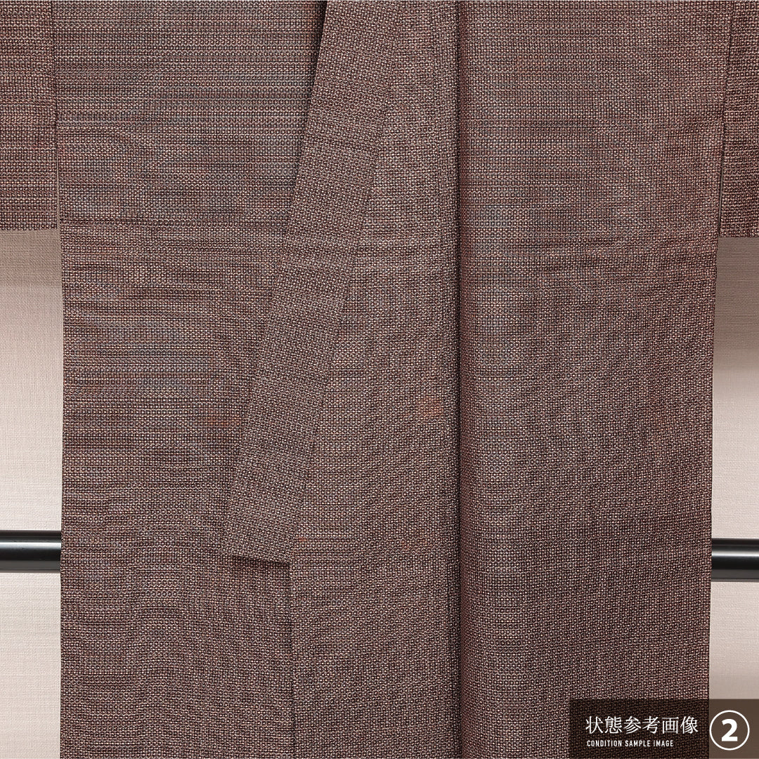 男着物 (大島紬) 袷 身丈147cm 裄丈66cm 正絹 Bランク インフォーマル 棒衿 Lサイズ 有馬 茶系 RP 1224-17188