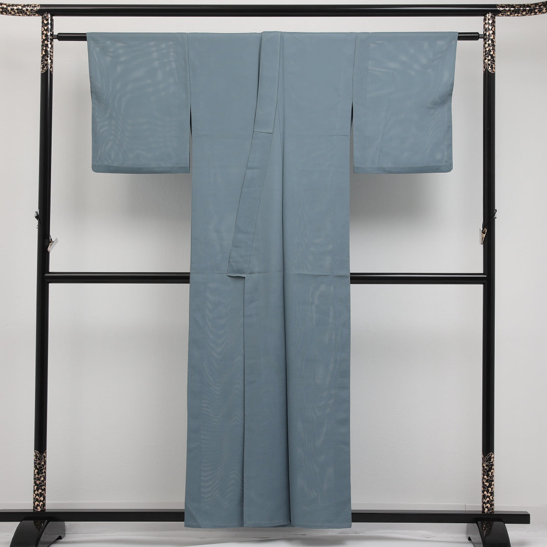 夏物 色無地 絽 身丈155cm 裄丈63cm 正絹 Sランク インフォーマル バチ衿 XLサイズ 肩当て 無地 水色系 RP 1219-17320