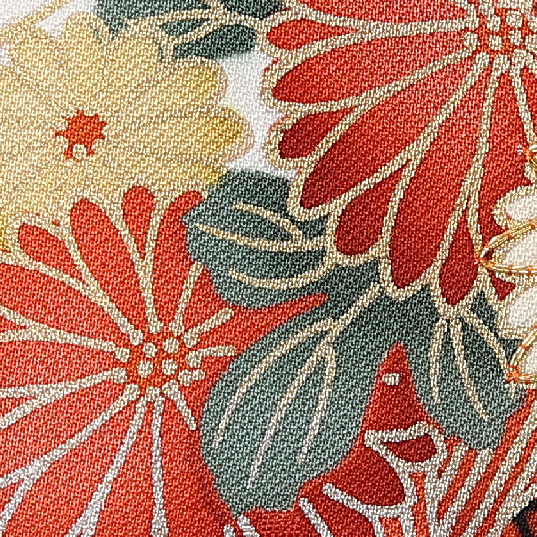 振袖 袷 身丈164cm 裄丈67cm 正絹 Sランク フォーマル 広衿 Lサイズ 刺繍 扇 菊 青系 RP 1215-06713