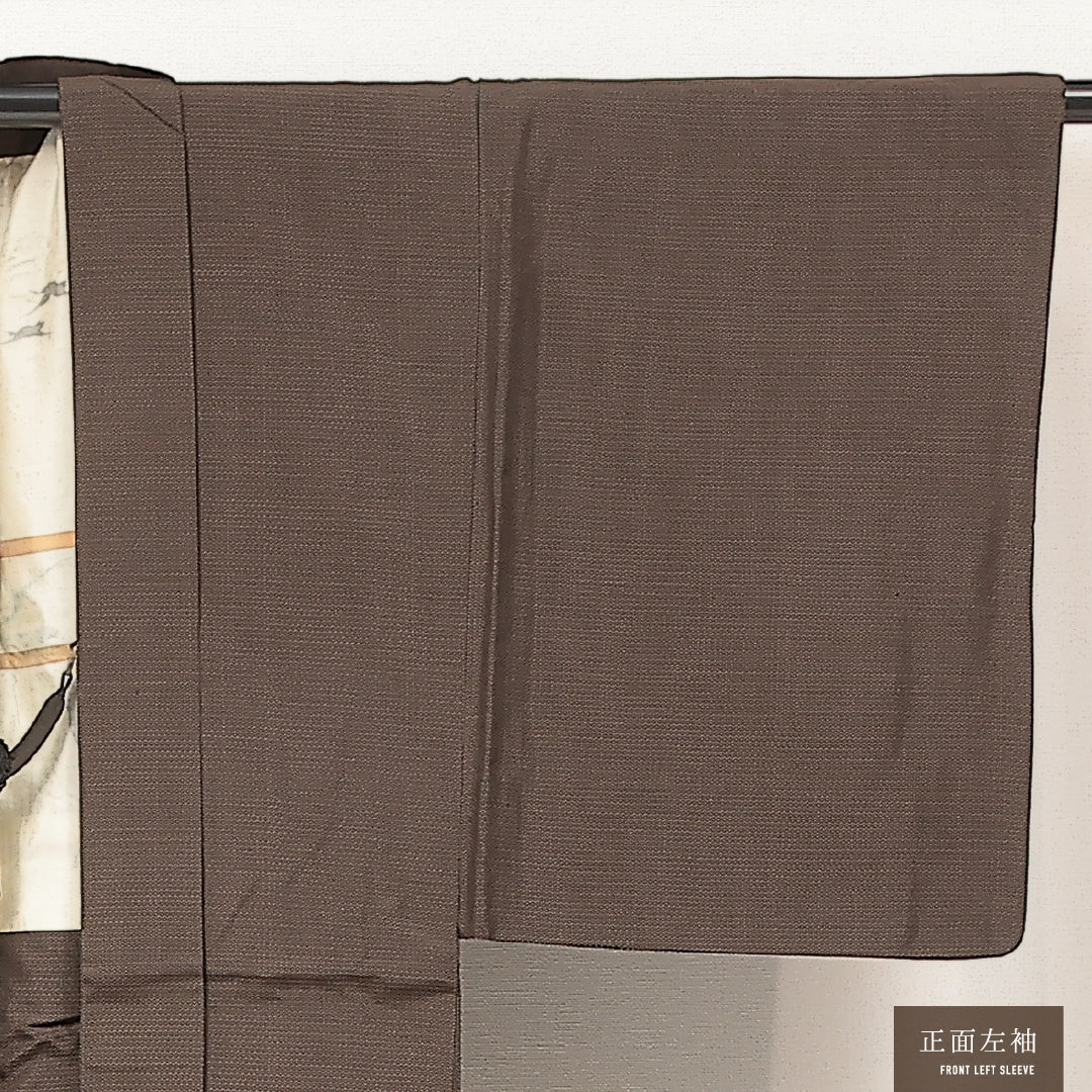 羽織 男性用 (紬) 袷 身丈97cm 裄丈66cm 正絹 Aランク インフォーマル Sサイズ 亀甲絣 茶系 RP 1235-17222