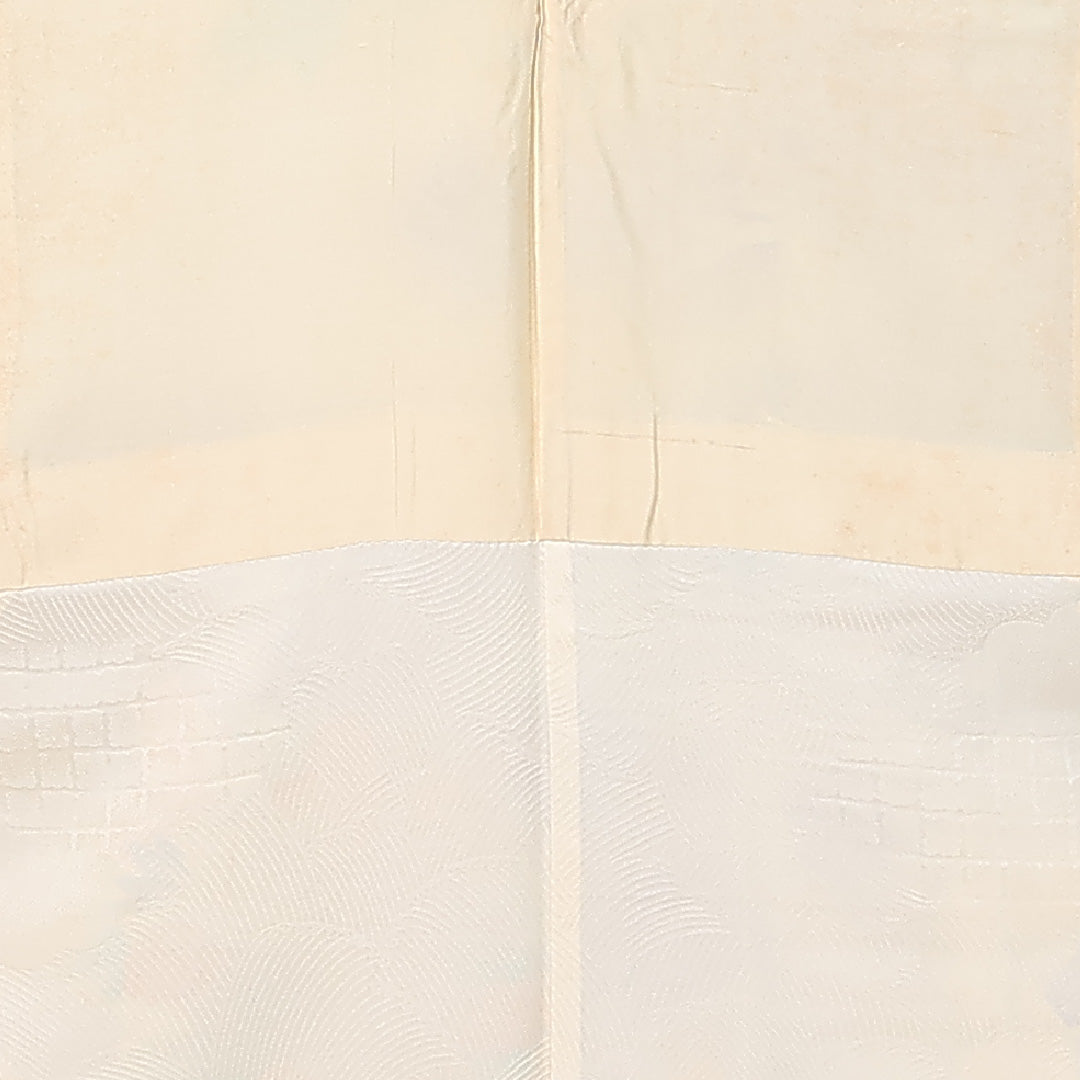 振袖 袷 身丈164cm 裄丈66cm 正絹 Bランク フォーマル 広衿 Lサイズ 鶴 菊 松 クリーム系 RP 1215-06739