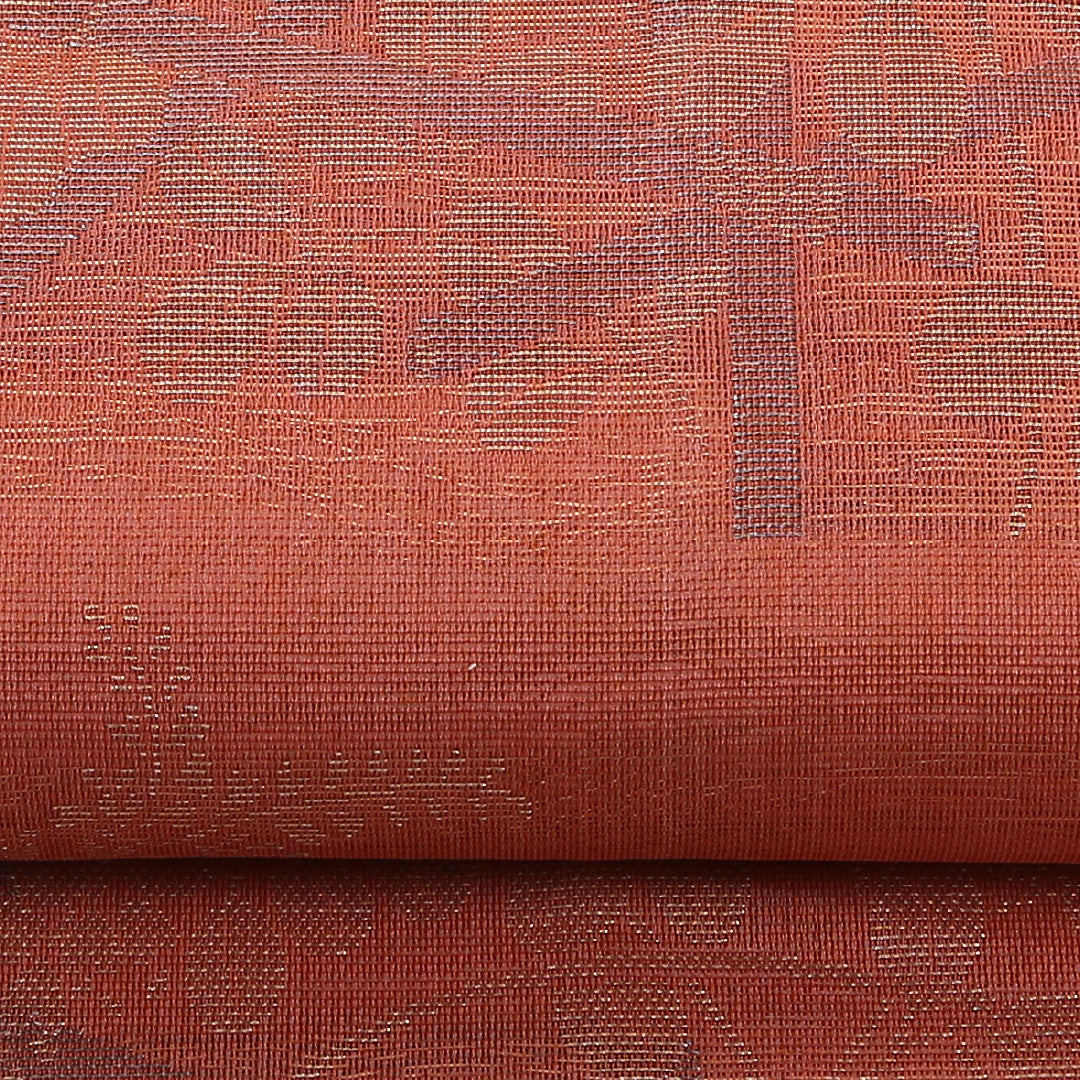 夏物 袋帯 帯丈412cm 正絹 六通 インフォーマル 秋草文 朱系 茶系 1243-02495
