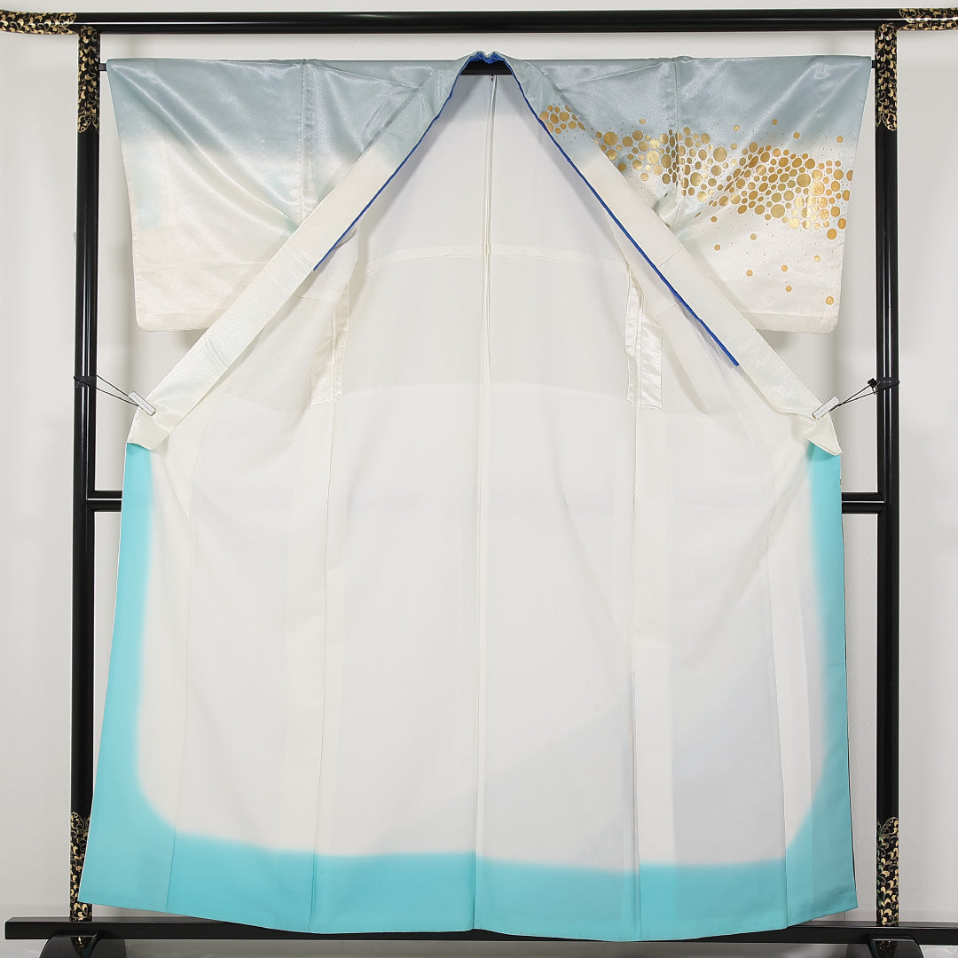 洗える着物 男着物 袷 身丈159cm 裄丈66cm ポリエステル Cランク 踊り用 棒衿 2XLサイズ 創作柄 黒系 RP 1224-17456