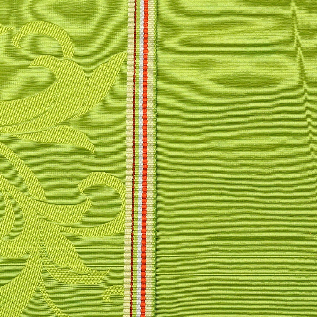 半幅帯 帯丈334cm 正絹 全通 小袋帯 カジュアル 唐草 緑系 1247-00691