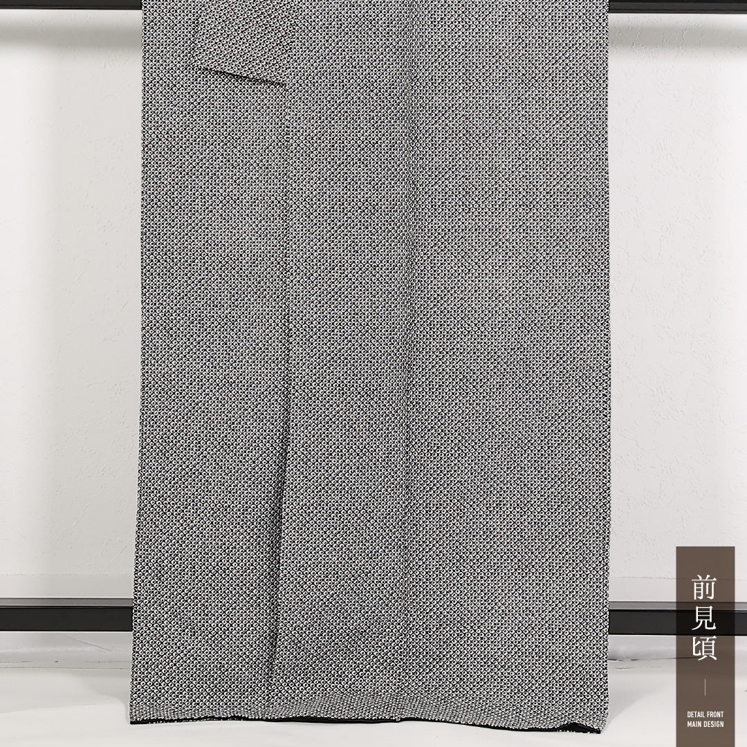 洗える着物 小紋 袷 身丈168cm 裄丈68cm ポリエステル Aランク インフォーマル 広衿 XSサイズ 鹿の子柄 黒系 RP 1221-17539